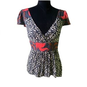 Anthropologie Vanessa Virginia Womens Navy Blue Boho Blouse Top 6